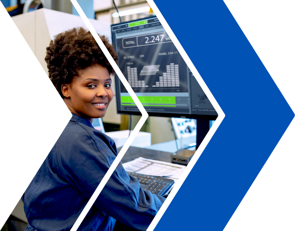 A woman working on a computer