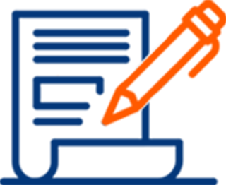 A paper and pen icon